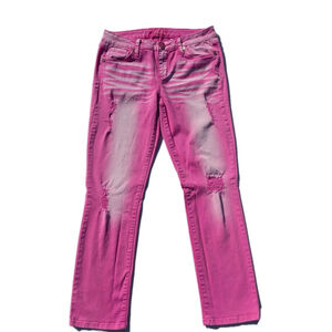 Vintage Baby Phat Jeans Pink Ripped Ankle Acid Wash Womens Sz 9 Mid Rise EUC